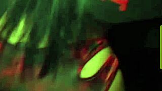 Whoa, this is crazy – that big-ass brunette is a total sexy bomb dancing at the night club! 🔥