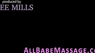 the teen babe got oiled up and tongued during a backstage lesbian massage session