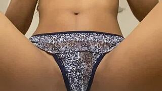 Tight teen pussy gets fingered in homemade solo masturbation. Horny latina babe reaches orgasm with natural tits exposed.