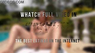 beautiful latina with a huge big ass enjoys solo masturbation by the pool using toys