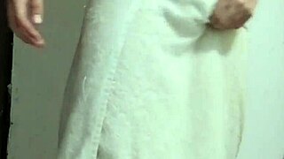 Brazilian amateur spies on big cock solo masturbation with cumshot during massage session