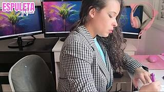 Naughty boss calls for a work meeting that turns into a dirty talk pov handjob session