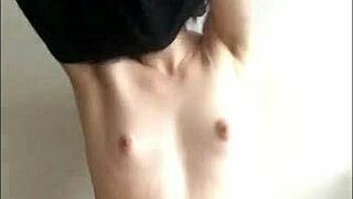 cute tranny cums with solo masturbation and moaning