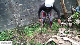 horny farm girl feels intense passion getting doggy fucked by stepbrother on ranch land with wet pussy and facial cumshot