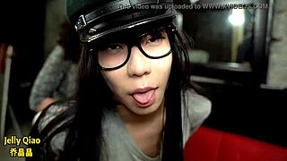 Asian shemale Jelly enjoys interracial fun with TS Celine