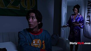 Step family lines up under the christmas tree.