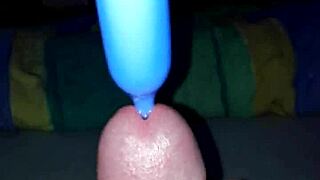 simple handjob session with plug leads to explosive cumshot