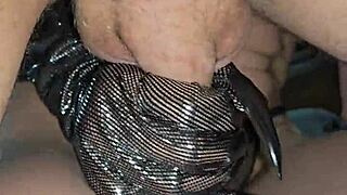 glove wearing milf milks cock