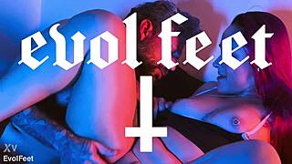 Goddess Gets Feet Licked And Pussy Fucked With Deepthroat Choking And Gagging In Close Up