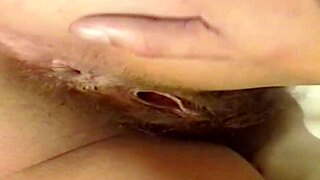 Wife's big hairy pussy and anus shown before homemade penetration
