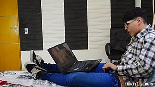 Nerd Stepbrother Fantasizes About Fucking Hot Stepsister With Cum On Ass