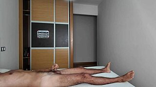 I jerk off in front of the cleaning lady at the hotel bedroom with big ass European milf watching.