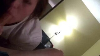 Brunette ex deepthroats and swallows monster cock