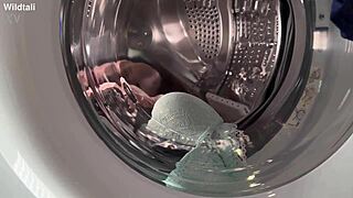 washing big tits and asshole before riding dildo in anal fisting solo with gaping