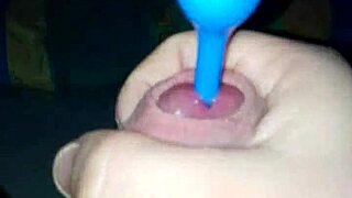 simple handjob session with plug leads to explosive cumshot