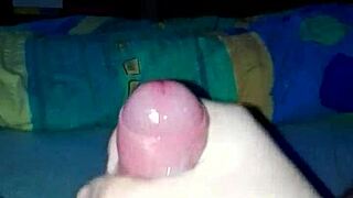 simple handjob session with plug leads to explosive cumshot