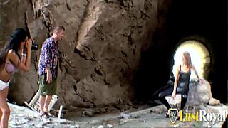 Milf bianca resa bends over for rough doggystyle anal fucking on the beach