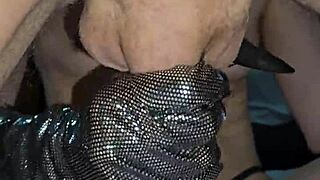 glove wearing milf milks cock