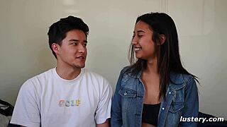 Amateur Couple Explores Clothed Handjob and Blowjob Contrasting with Intense Orgasm and Pussy Licking