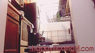 i feel ignored by this tall girl cleaning the kitchen in clothed domination on webcam