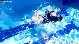 underwater jessica bunny shows off her big ass and skinny latina pussy in wet passionate action