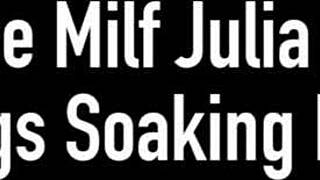 Oh, busty blonde milf Julia Ann smokes her cigs while soaking in tub, all wet and naked.