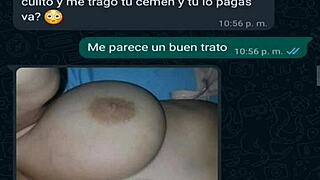 my latina friend in mini shorts gets excited during our whatsapp web chat as homemade amateurs