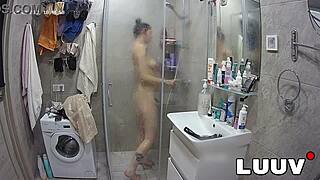 Luuv beautiful girl Alice takes a shower on amateur reality show like that.
