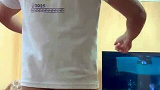 Are you feeling more muscular now as this sexy Mexican bodybuilder shows off his solo routine?