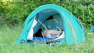 Nudist milf al b ta chilling in the tent at the beach 🏖️