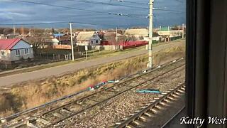 public sex in train toilet while people wait in line - so risky?