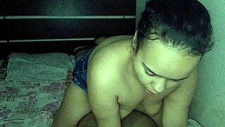 Novinha bent over in jeans skirt