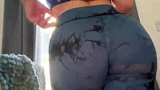 cousin shows off her big ass in tight leggings during casual teasing