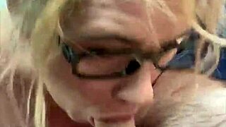 whoa, this streetwalker with glasses deepthroats that cock and swallows every cum drop in the car 😏🍆