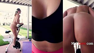 Big Tits Cougar Crystal Clark Rides Young Guy in Yoga Workout with Glasses and Tan Lines