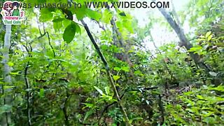 Thai teen walking to collect mushrooms gets fucked in pussy