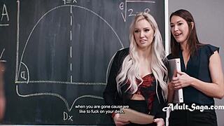 Hey, colleagues caught me wanking to those black board boobies with Katrina Colt, Kenzie Taylor, and Nathan Bronson.