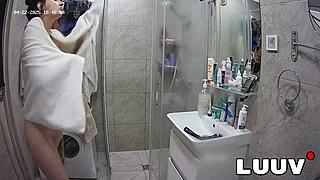 Luuv beautiful girl Alice takes a shower on amateur reality show like that.