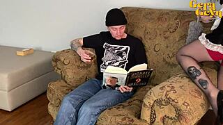 sexy cleaning girl polishes big dick with sloppy deepthroat