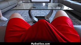 sons girlfriend teases stepdad with her hot body and then offers to take care of his huge problem... oh wait, thats not right, i mean she teases and helps with his big issue - mydadsex