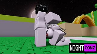 roblox girl casually sucked eboy's dick during nightconz game with rough blowjob and cum in big ass action