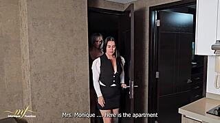 Real estate agent tries her first lesbian scissoring with big-assed busty milf monique fuentes and kathalina naranjo in squirting session