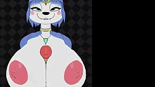 Krystal teams up with Fox McCloud for a steamy titty fuck session with his big cock