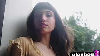 petite brunette milf ivy rose strips down casually. she reveals her curvy ass and natural tits softly.