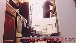 i feel ignored by this tall girl cleaning the kitchen in clothed domination on webcam