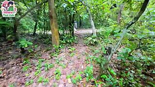 Thai teen walking to collect mushrooms gets fucked in pussy