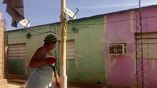I catch my neighbor staring at my huge latina ass in this short dress while flashing outdoors