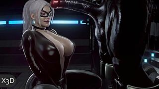 Black Cat Milks Venom's Huge Balls In 3D With Blonde Blowjob And Doggystyle Sex