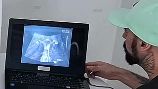 The cuckold husband took his skinny redhead wife to the gynecologist for an ultrasound checkup