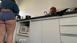 Feeling the thrill as my big ass squeezes into these tight shorts, every curve igniting deep desires within me